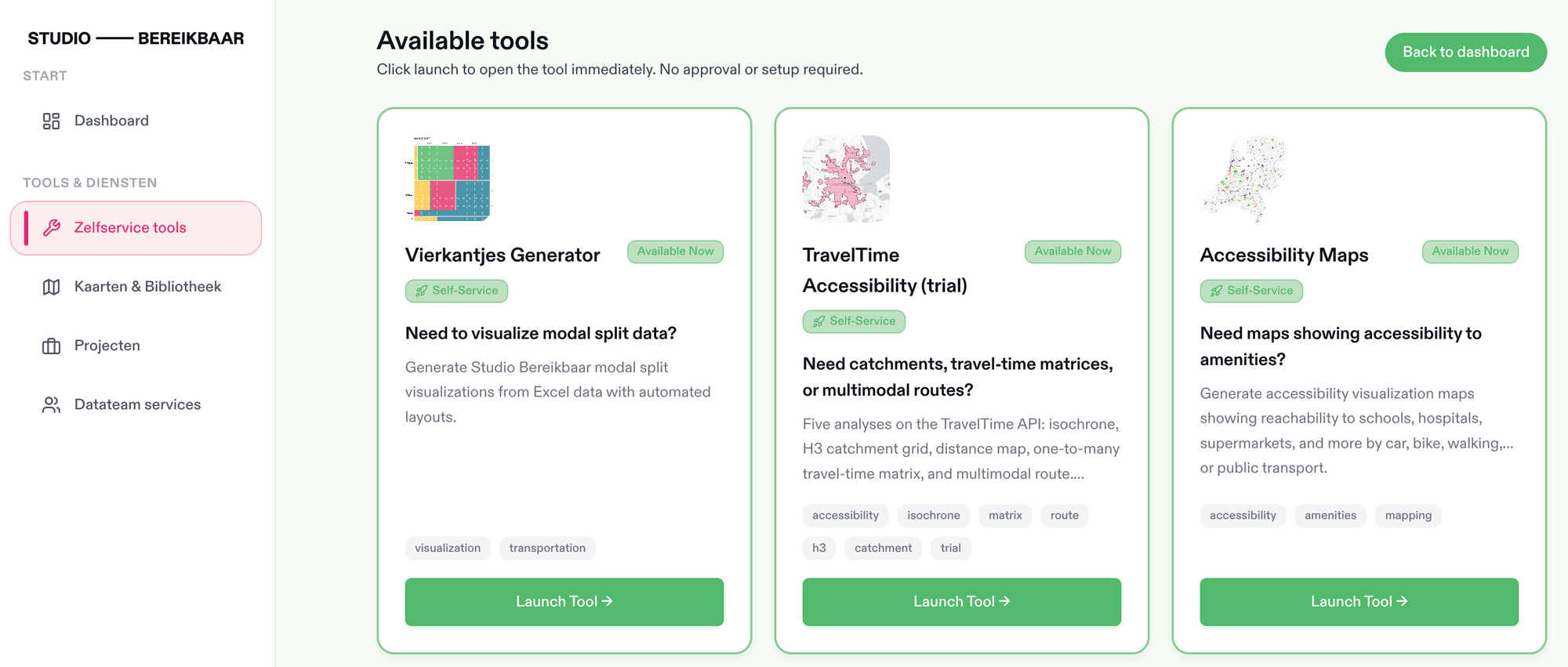 Self-service tools